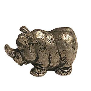 Miniature Rhino Figurine Pewter Sculpture Rhinoceros